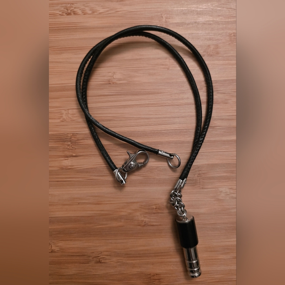 Sleek Black Necklace with Silver Pendant